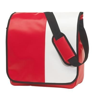 Branded Promotional ACTION PVC SHOULDER BAG in Red & White Bag From Concept Incentives.