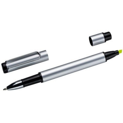 Branded Promotional GETAFE ALUMINIUM METAL SILVER METAL DUO BALL PEN in Silver Pen From Concept Incentives.