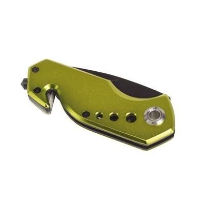Branded Promotional DISTRESS EMERGENCY POCKET KNIFE in Green Hammer From Concept Incentives.