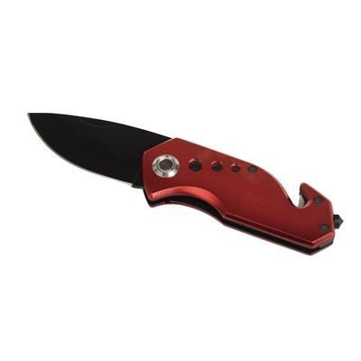 Branded Promotional DISTRESS EMERGENCY POCKET KNIFE in Red Hammer From Concept Incentives.