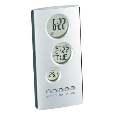 Branded Promotional TRIPLE LCD TOWER ALARM CLOCK in Silver Clock From Concept Incentives.