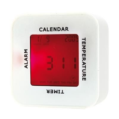 Branded Promotional 4-IN-1 DESK ALARM CLOCK & MOOD LIGHT in White Clock From Concept Incentives.