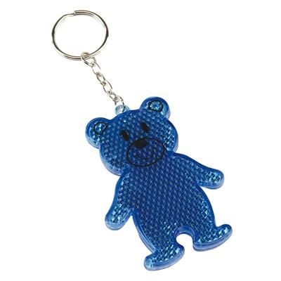Branded Promotional TEDDY BEAR REFLECTOR KEYRING in Blue Reflector From Concept Incentives.