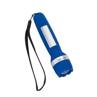 Branded Promotional USB RECHARGEABLE TORCH in Blue Silver Torch From Concept Incentives.