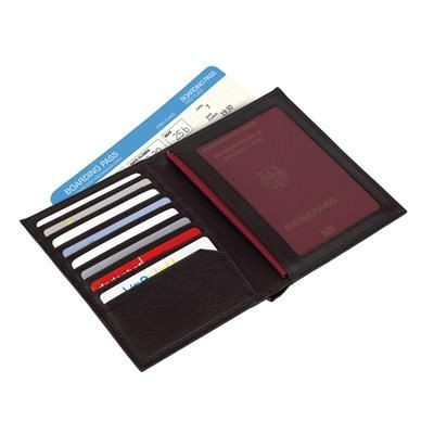 Branded Promotional VACATION PASSPORT WALLET in Black Leather Passport Holder Wallet From Concept Incentives.