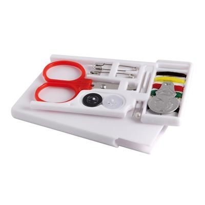 Branded Promotional TRAVEL SEWING KIT in White Holder Sewing Kit From Concept Incentives.