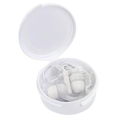 Branded Promotional IN-EAR MUSIC HEADPHONES in White Earphones From Concept Incentives.