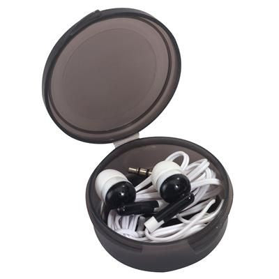 Branded Promotional IN-EAR MUSIC HEADPHONES in Black Earphones From Concept Incentives.