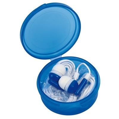 Branded Promotional IN-EAR MUSIC HEADPHONES in Blue Earphones From Concept Incentives.