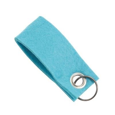 Branded Promotional FELT KEYRING in Turquoise Keyring From Concept Incentives.