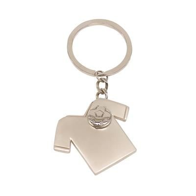 Branded Promotional HATTRICK FOOTBALL SHIRT KEYRING in Silver Metal Keyring From Concept Incentives.