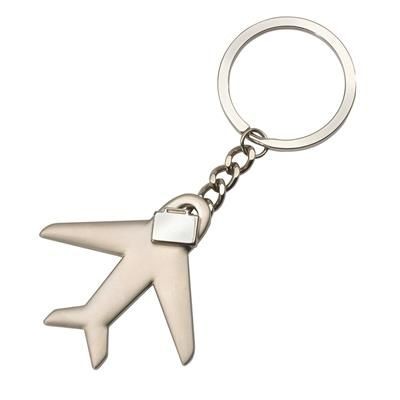 Branded Promotional AEROPLANE SHAPE METAL KEYRING in Silver Keyring From Concept Incentives.