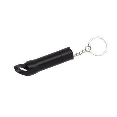 Branded Promotional TASK LED KEYRING TORCH LIGHT & BOTTLE OPENER in Black Bottle Opener From Concept Incentives.