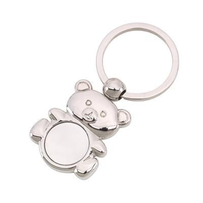 Branded Promotional TED SILVER METAL TEDDY BEAR KEYRING Keyring From Concept Incentives.