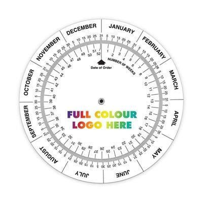 Branded Promotional LEAD TIME PROJECT MANAGEMENT DATA ROUND DISC CALCULATOR in White Data Disc From Concept Incentives.