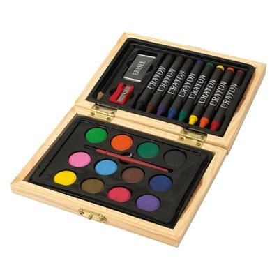 Branded Promotional CHILDRENS PAINTING SET in Wood Box Painting Set From Concept Incentives.