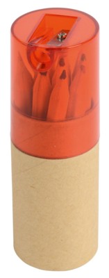 Branded Promotional BIG CIRCLE PENCIL SET in Red & Brown Pencil From Concept Incentives.