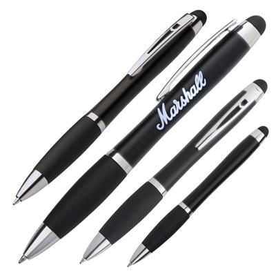 Branded Promotional LA NUCIA BALL PEN with Touch Pen in Black Pen From Concept Incentives.