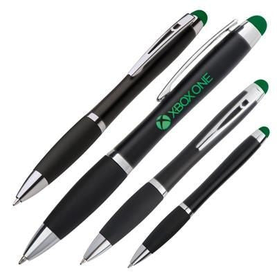 Branded Promotional LA NUCIA BALL PEN with Touch Pen in Green Pen From Concept Incentives.