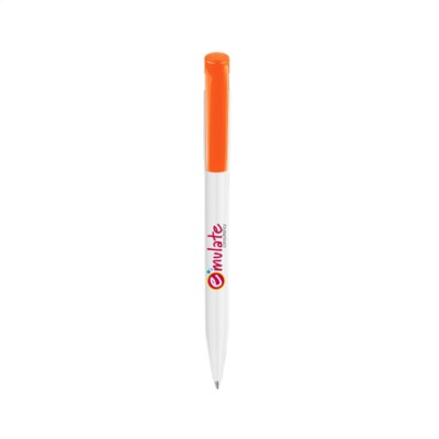 Branded Promotional STILOLINEA S45 PEN in White & Orange Pen From Concept Incentives.