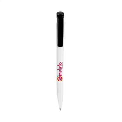 Branded Promotional STILOLINEA S45 PEN in White & Black Pen From Concept Incentives.