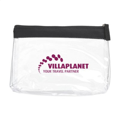 Branded Promotional AEROPLANE COSMETIC BAG TOILETRY BAG in Black Cosmetics Bag From Concept Incentives.