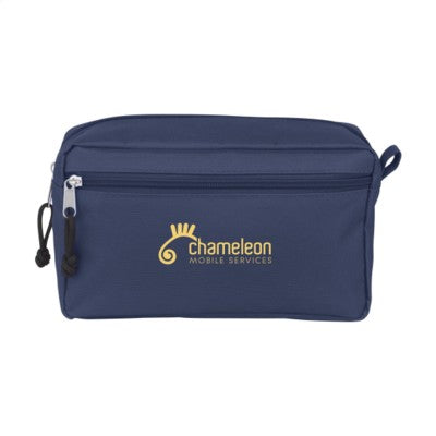 Branded Promotional STACEY TOILETRY BAG in Dark Blue Cosmetics Bag From Concept Incentives.