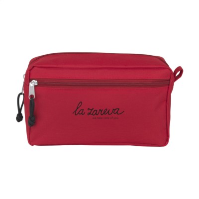 Branded Promotional STACEY TOILETRY BAG in Red Cosmetics Bag From Concept Incentives.