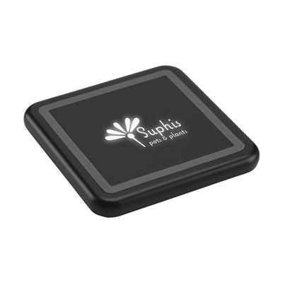 Branded Promotional LOGOBOOST CORDLESS LIGHT UP CHARGER in Black Charger From Concept Incentives.