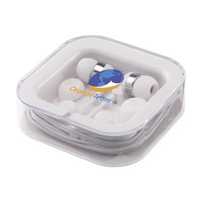 Branded Promotional PROMO EARS EARPHONES in White Earphones From Concept Incentives.