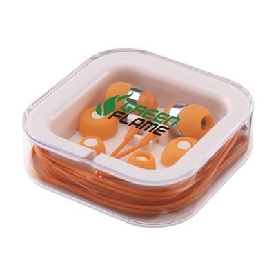 Branded Promotional PROMO EARS EARPHONES in Orange Earphones From Concept Incentives.