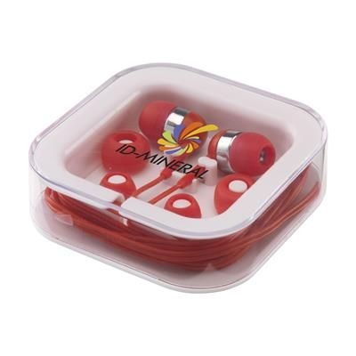 Branded Promotional PROMO EARS EARPHONES in Red Earphones From Concept Incentives.