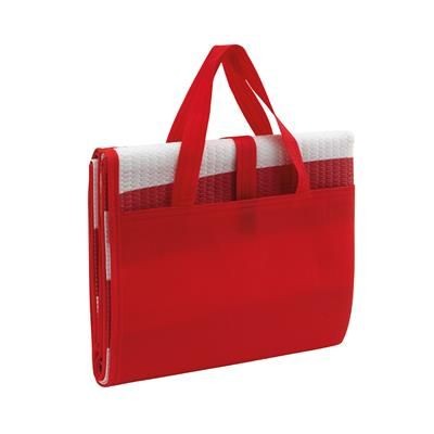 Branded Promotional MARINA BEACH MAT BAG with Inflatable Pillow in Red & White Beach Mat From Concept Incentives.