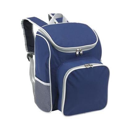 Branded Promotional OUTSIDE PICNIC BACKPACK RUCKSACK in Blue & Grey Picnic Bag From Concept Incentives.