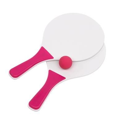 Branded Promotional BEACH TENNIS GAME SET in Pink & White Beach Game From Concept Incentives.