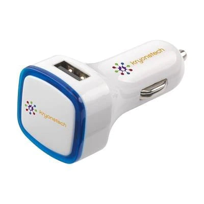 Branded Promotional CHARLY CAR CHARGER CHARGER PLUG in Blue Charger From Concept Incentives.