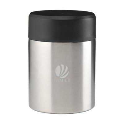 Branded Promotional FOOD TO GO FOOD CONTAINER in Silver & Black Lunch Box From Concept Incentives.