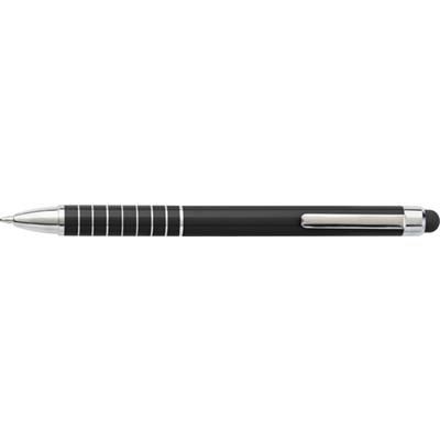 Branded Promotional ALUMINIUM METAL LACQUERED TWIST ACTION BALL PEN in Black Pen From Concept Incentives.