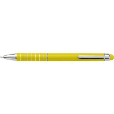 Branded Promotional ALUMINIUM METAL LACQUERED TWIST ACTION BALL PEN in Yellow Pen From Concept Incentives.