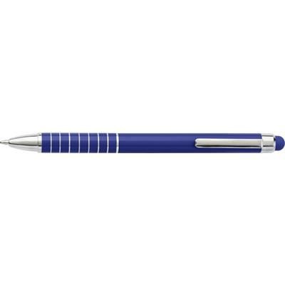Branded Promotional ALUMINIUM METAL LACQUERED TWIST ACTION BALL PEN in Cobalt Blue Pen From Concept Incentives.