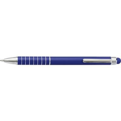 Branded Promotional ALUMINIUM METAL LACQUERED TWIST ACTION BALL PEN in Cobalt Blue Pen From Concept Incentives.