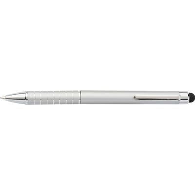 Branded Promotional ALUMINIUM METAL LACQUERED TWIST ACTION BALL PEN in Silver Pen From Concept Incentives.