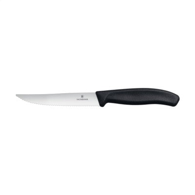 Branded Promotional VICTORINOX SWISS CLASSIC STEAK & PIZZA KNIFE in Black Knife From Concept Incentives.