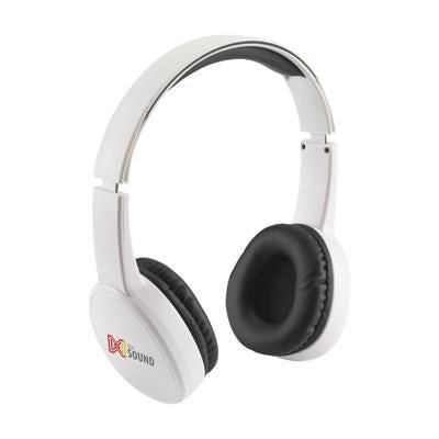 Branded Promotional DIXIE BLUETOOTH HEADPHONES in White Earphones From Concept Incentives.