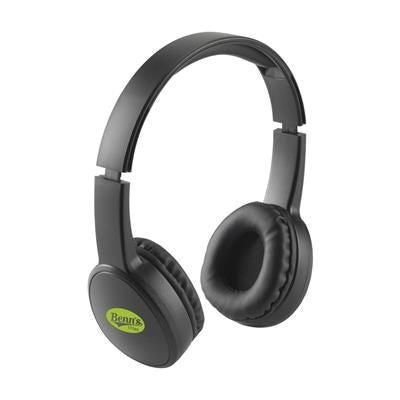 Branded Promotional DIXIE BLUETOOTH HEADPHONES in Black Earphones From Concept Incentives.