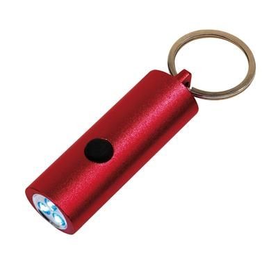 Branded Promotional LITTLE LIGHTNING METAL LED TORCH KEYRING in Red Torch From Concept Incentives.