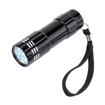 Branded Promotional POWERFUL LED TORCH in Black Metal Torch From Concept Incentives.