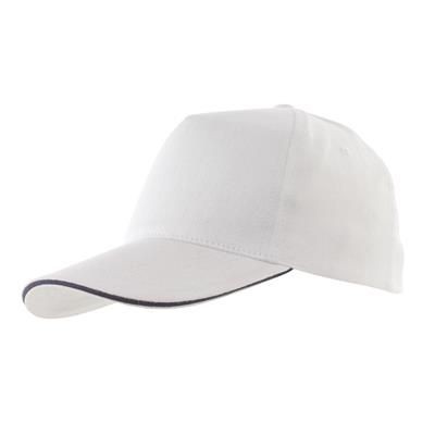 Branded Promotional 5 PANEL SANDWICH-CAP in White Baseball Cap From Concept Incentives.