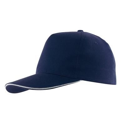 Branded Promotional 5 PANEL SANDWICH-CAP in Dark Blue Baseball Cap From Concept Incentives.