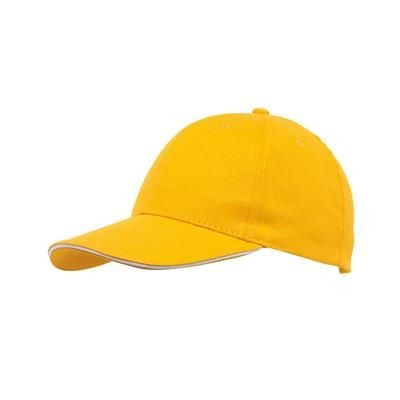 Branded Promotional 6 PANEL SANDWICH-CAP in Yellow Baseball Cap From Concept Incentives.